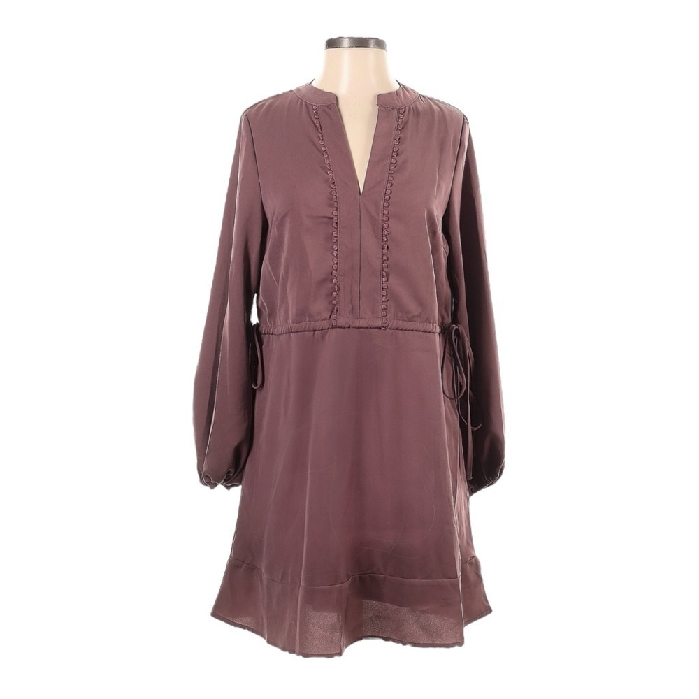 NWT Heyson Mauve Shift Tunic Dress S Side Tie Crochet Trim Boho Lined